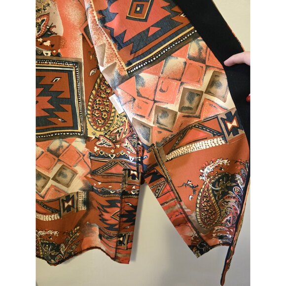 Vintage Algo Duster Jacket Cardigan Aztec Western Boho Retro Party Sz 14 - Picture 11 of 12